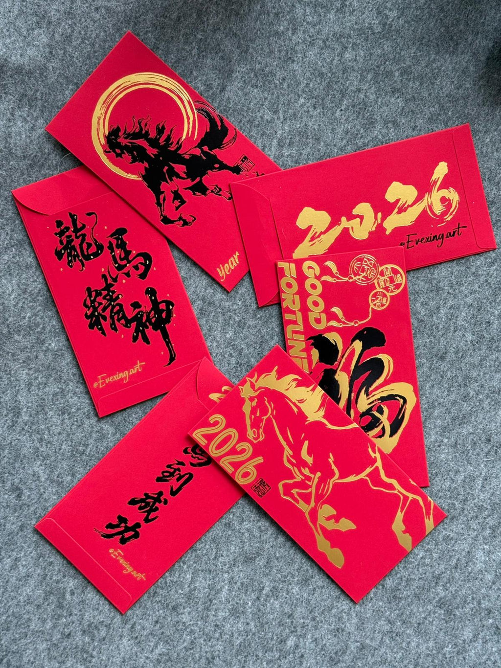 Year of the Horse Red Pocket Pack of 9 Envelopes